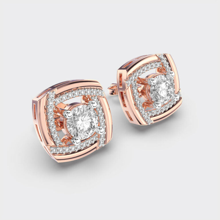 70 Cent Solitaires in Square Studs