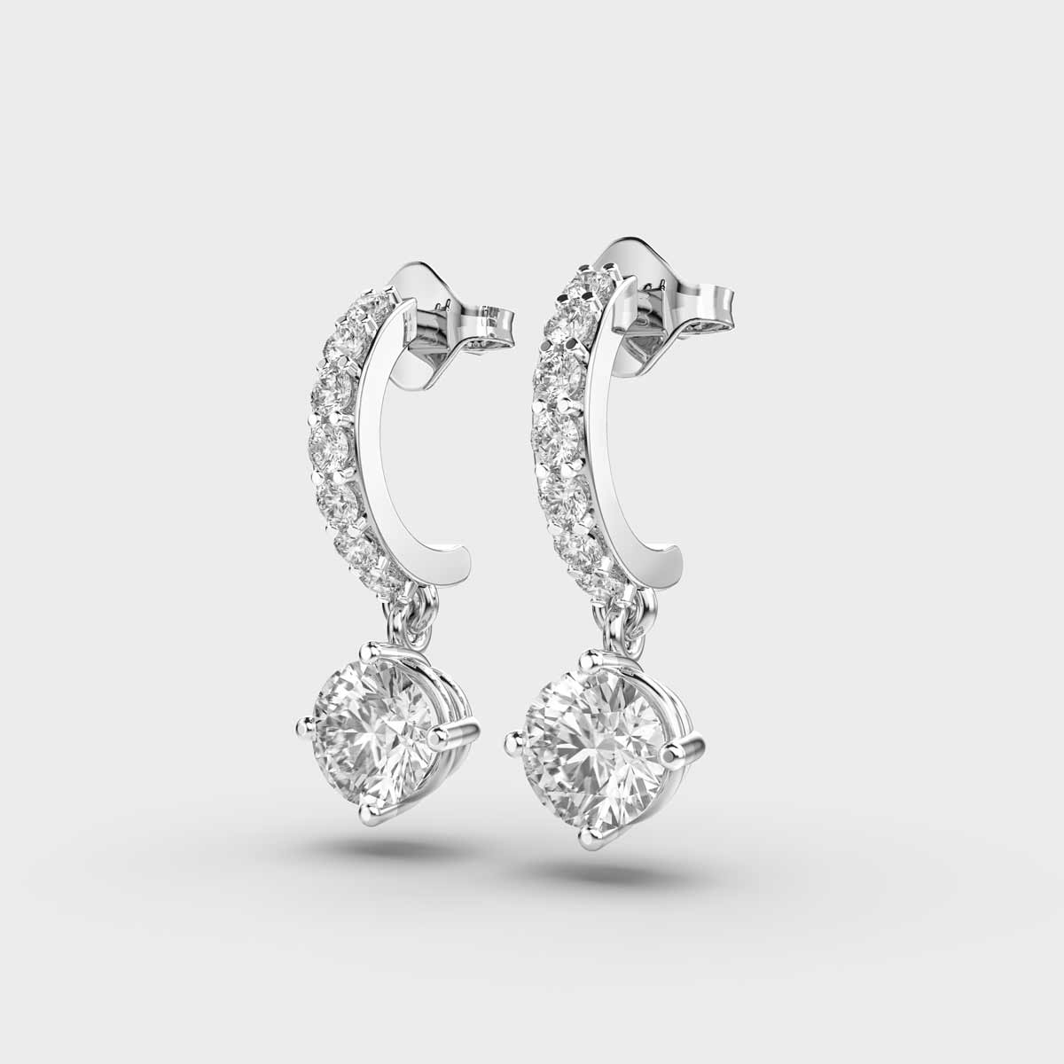 Hanging Solitaire Diamond Earrings
