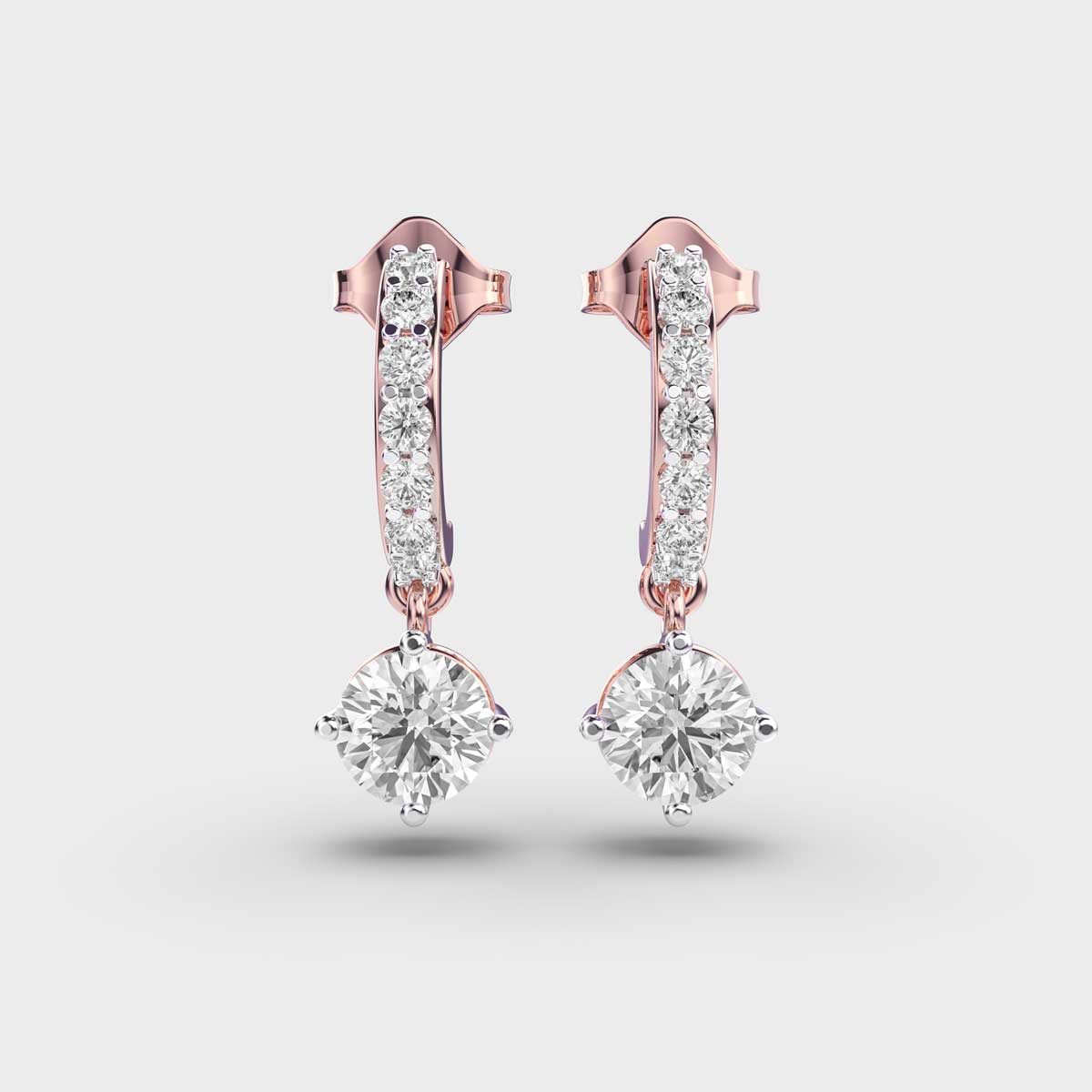 Hanging Solitaire Diamond Earrings