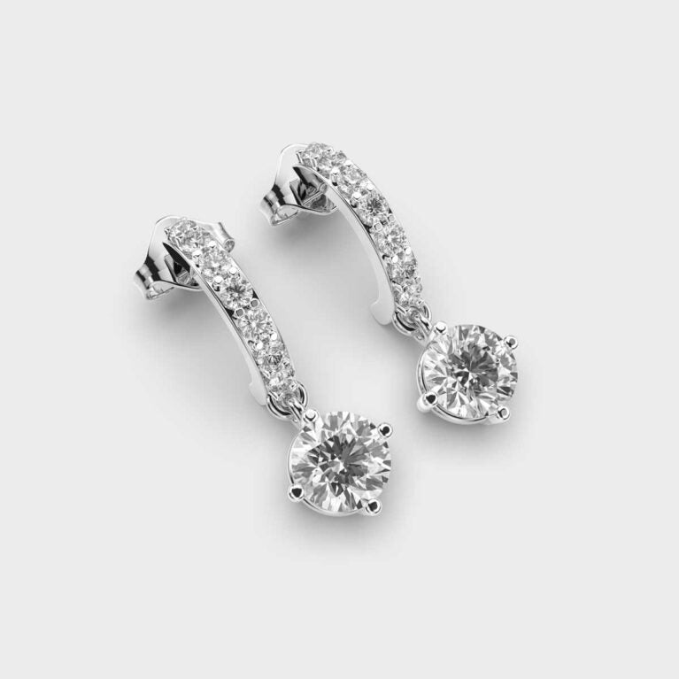 Hanging Solitaire Diamond Earrings