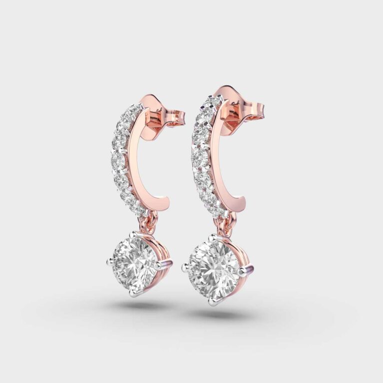 Hanging Solitaire Diamond Earrings