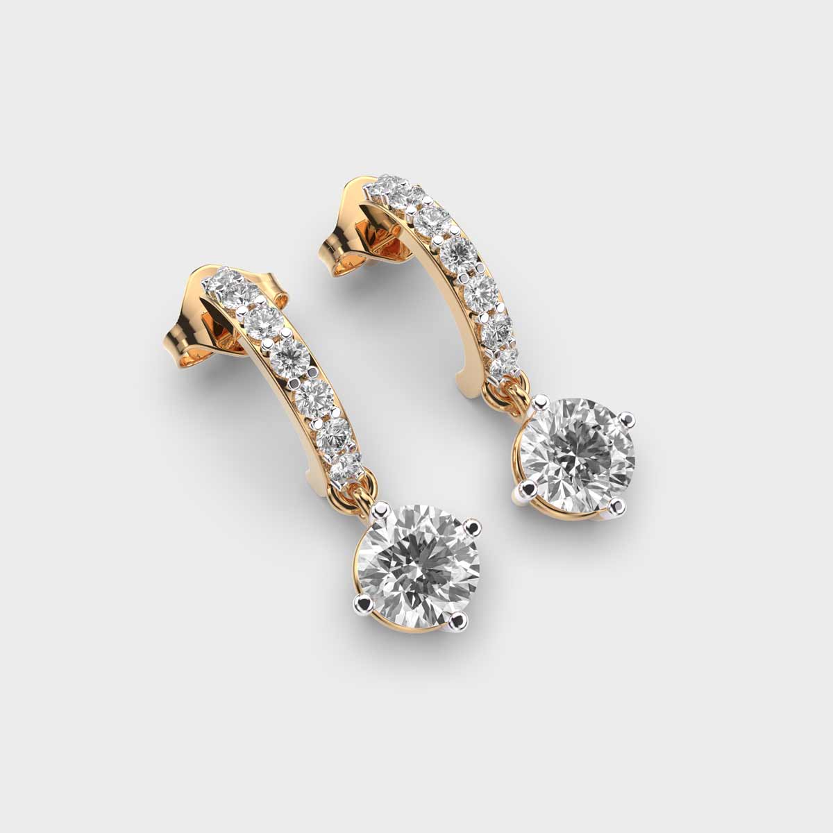 Hanging Solitaire Diamond Earrings
