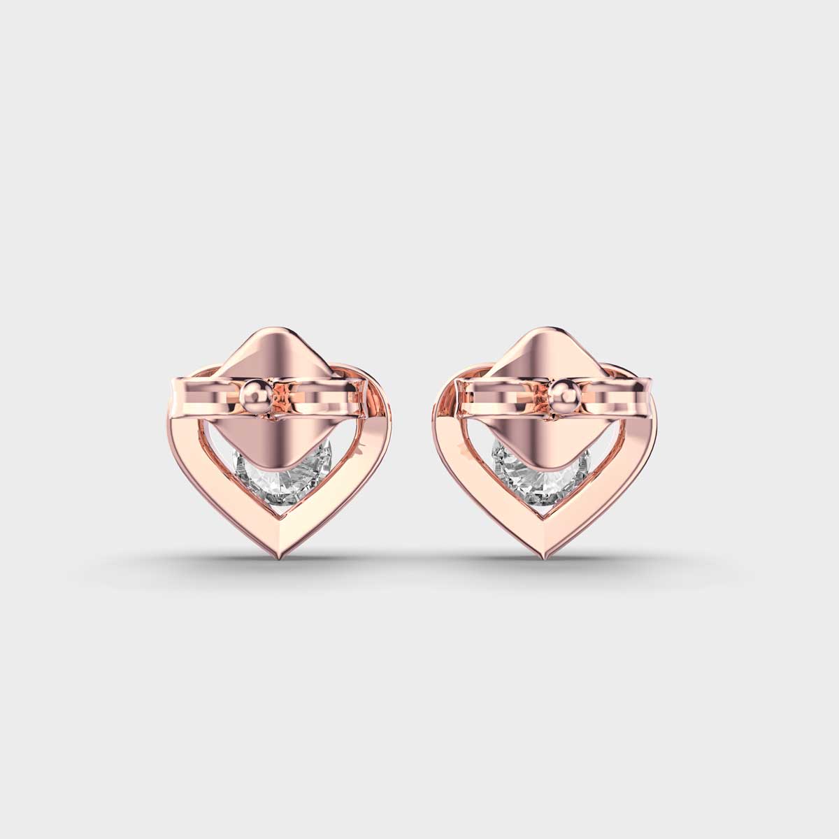 Solitaire in Heart Kids Diamond Studs