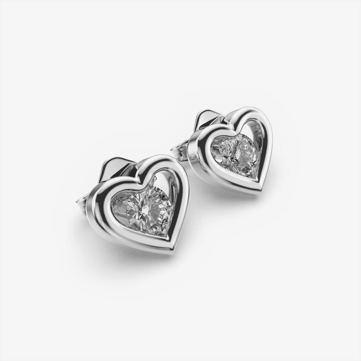 Solitaire in Heart Kids Diamond Studs
