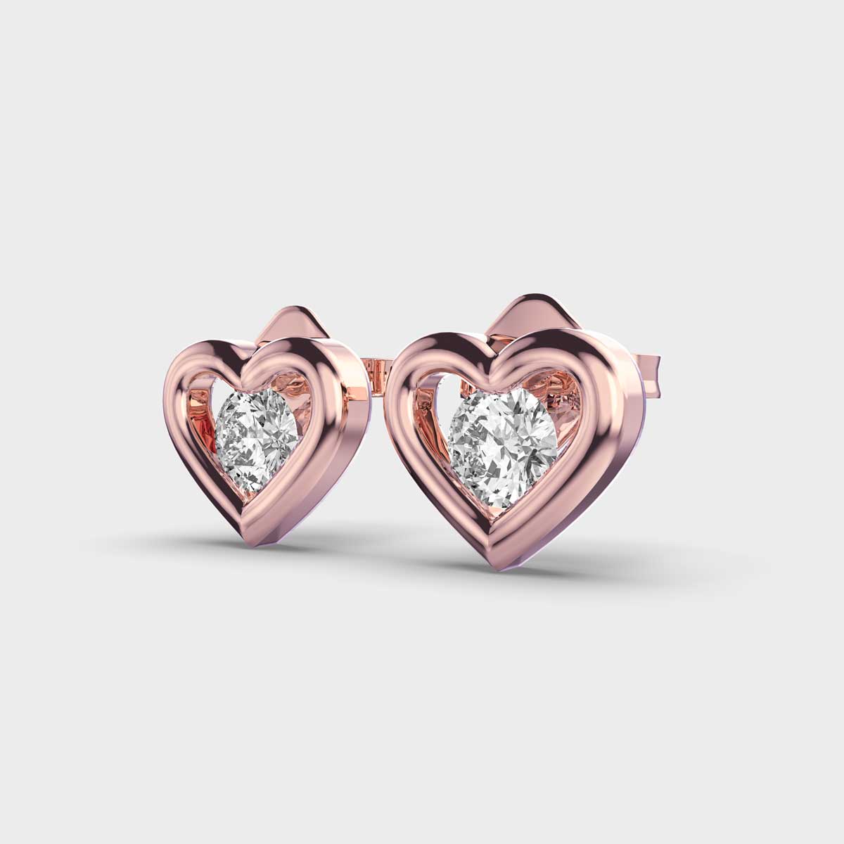 Solitaire in Heart Kids Diamond Studs
