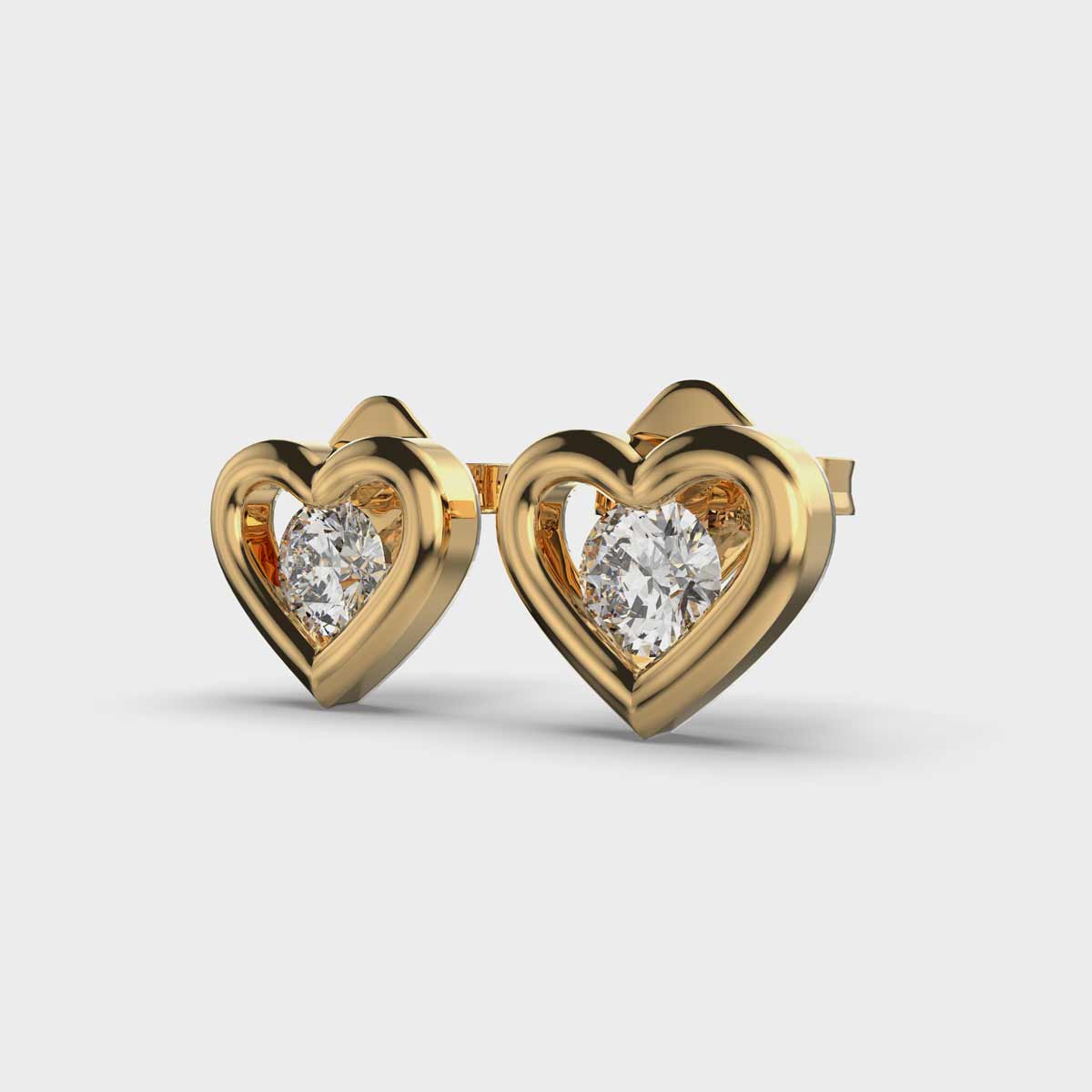 Solitaire in Heart Kids Diamond Studs