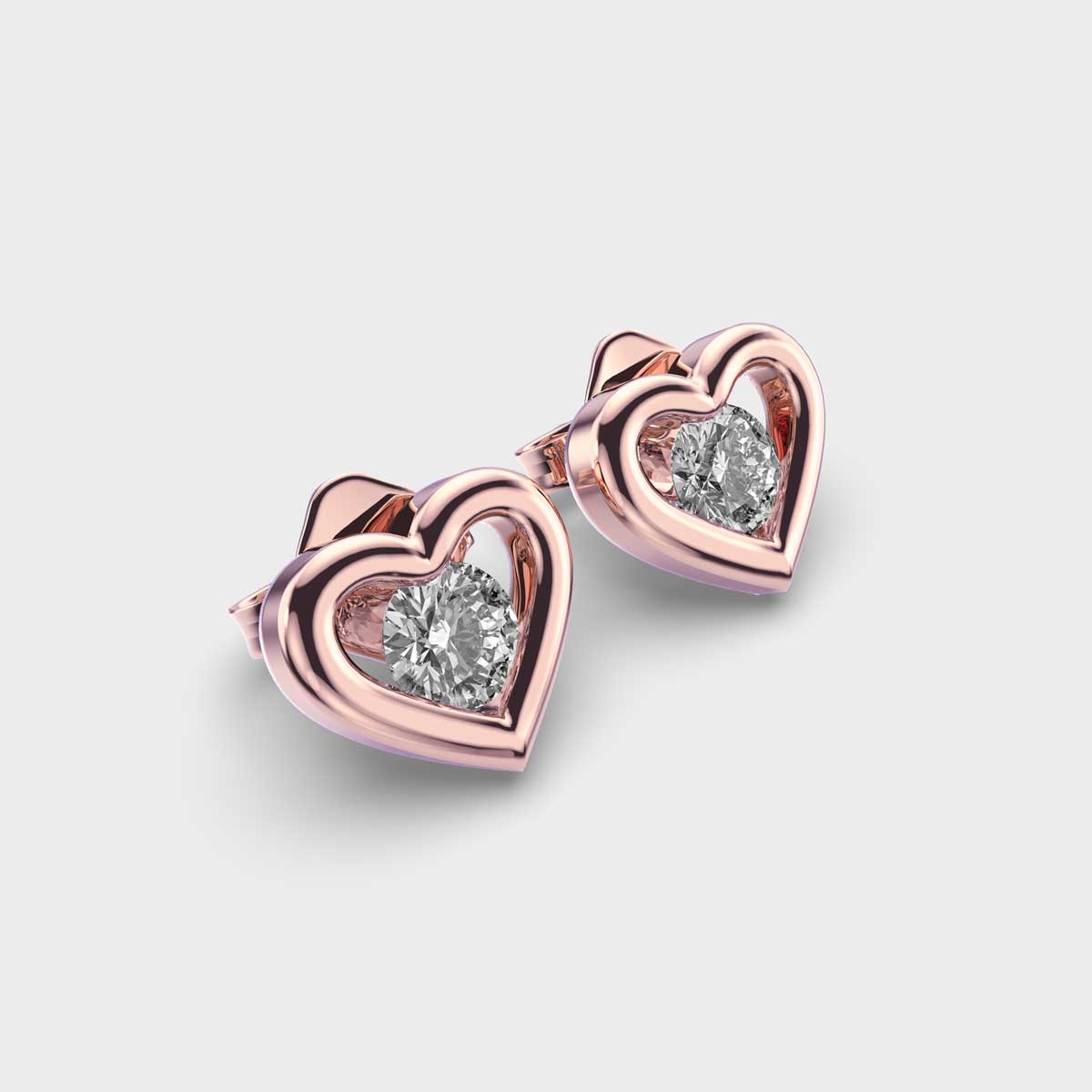 Solitaire in Heart Kids Diamond Studs