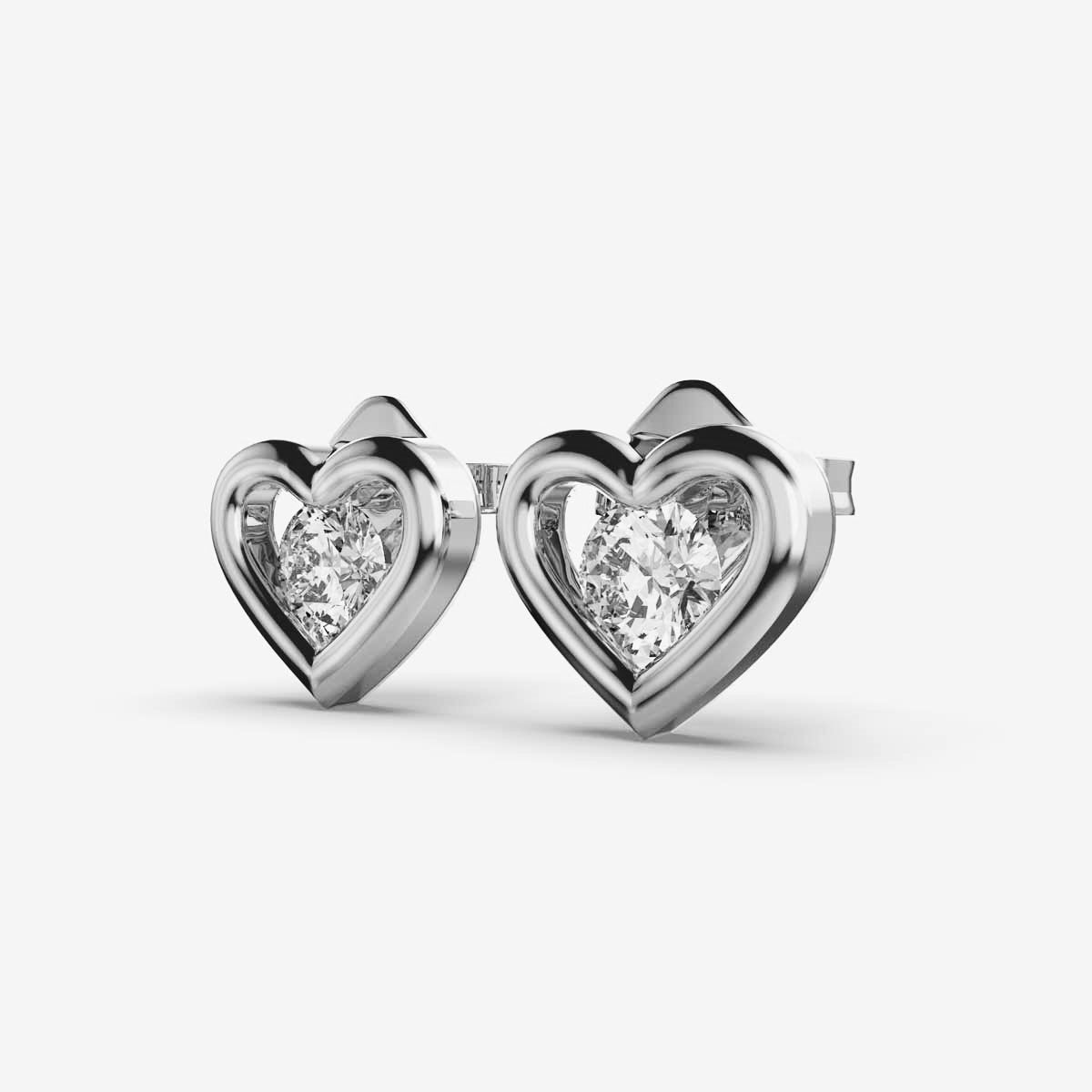 Solitaire in Heart Kids Diamond Studs
