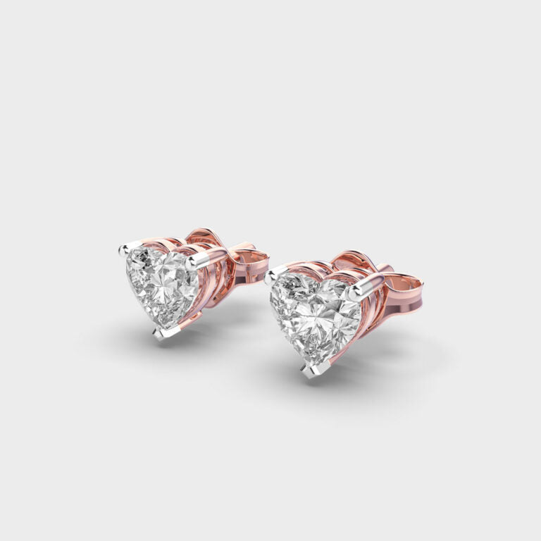 1 Carat Heart Solitaire Studs