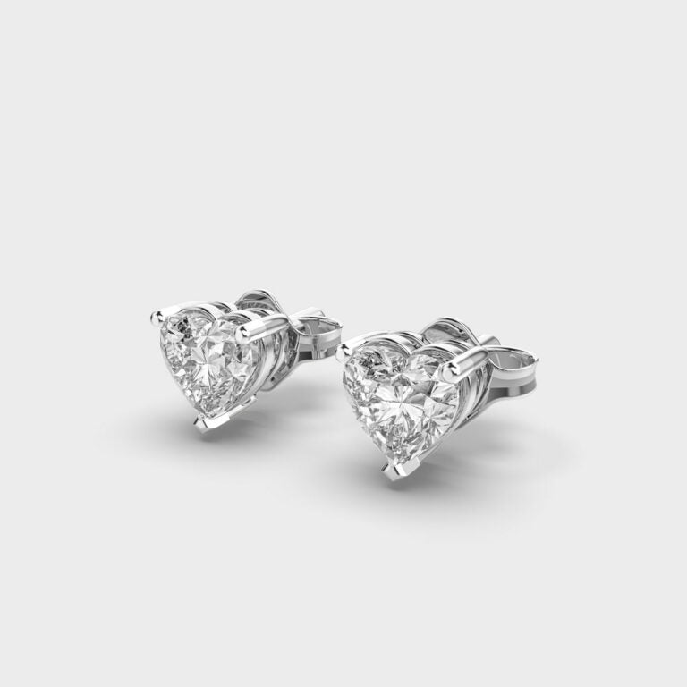 1 Carat Heart Solitaire Studs