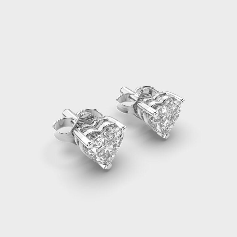 1 Carat Heart Solitaire Studs