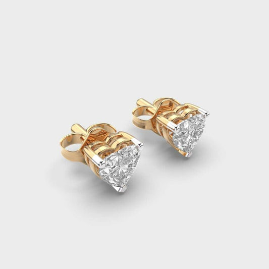 1 Carat Heart Solitaire Studs