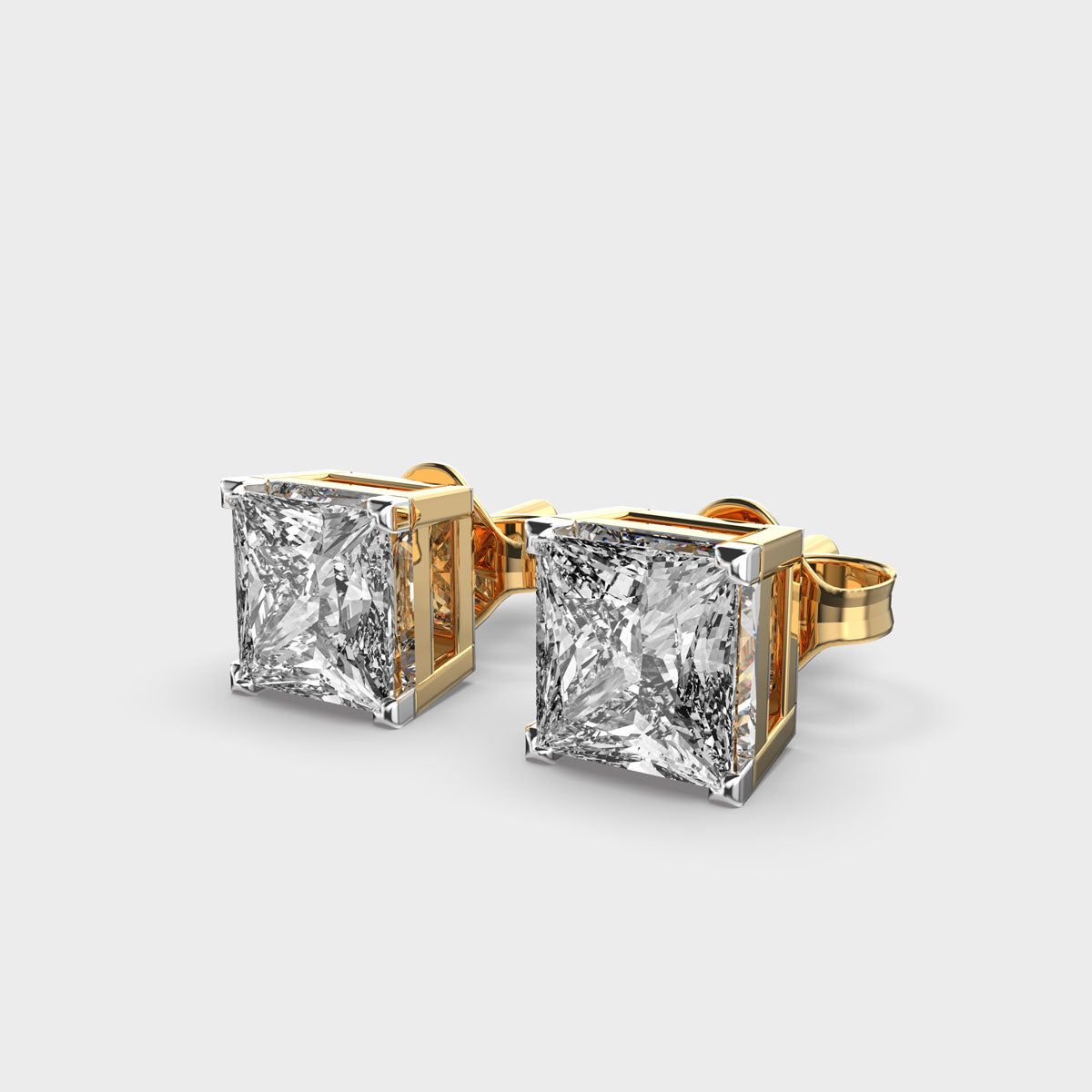 1 Carat Classic Princess Solitaire Studs