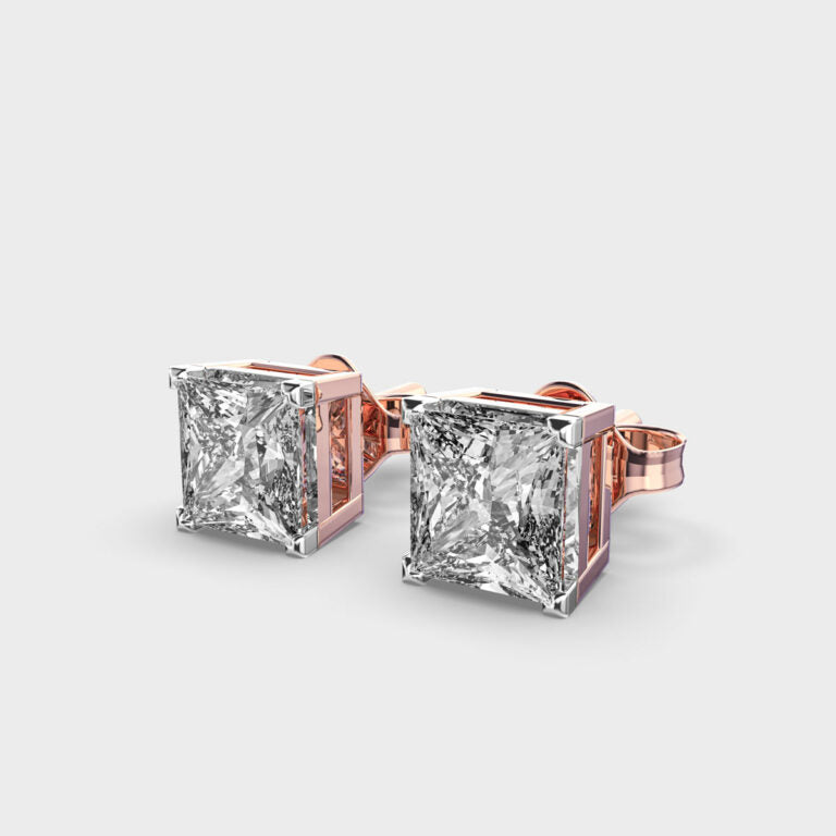 1 Carat Classic Princess Solitaire Studs