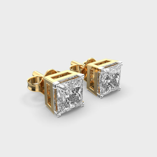 1 Carat Classic Princess Solitaire Studs