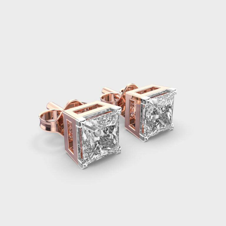 1 Carat Classic Princess Solitaire Studs