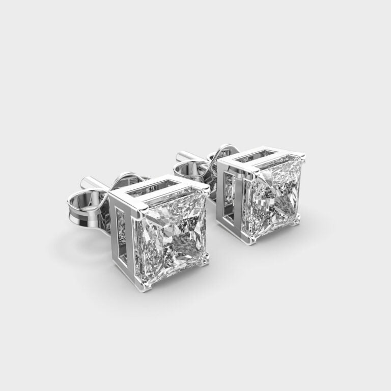 1 Carat Classic Princess Solitaire Studs