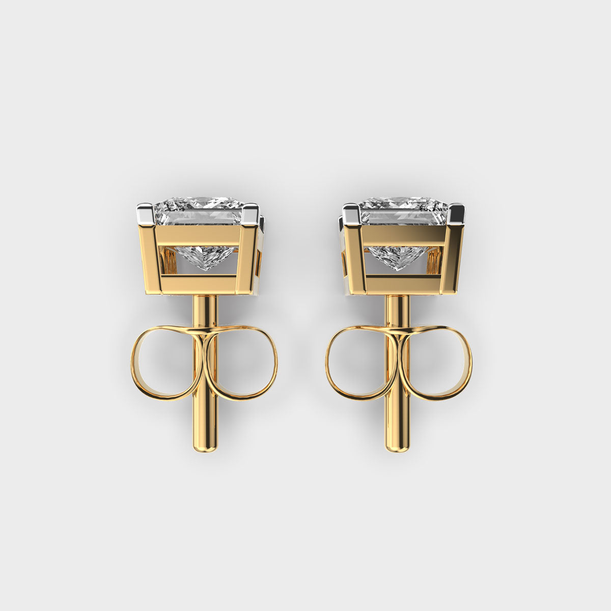 1 Carat Classic Princess Solitaire Studs