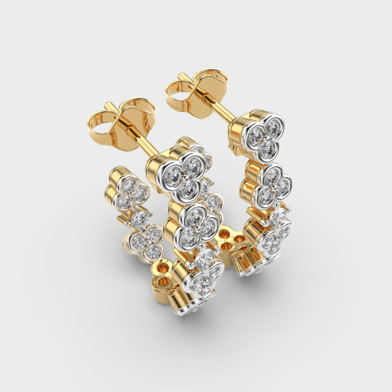Shimmering Cascade Diamond Hoops