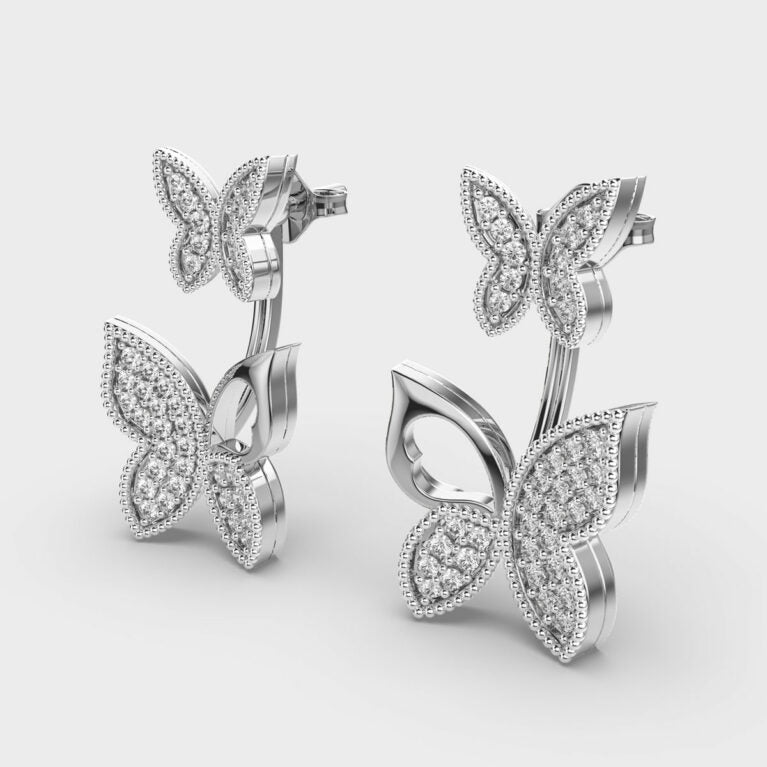 Pretty Butterfly Diamond Earrings