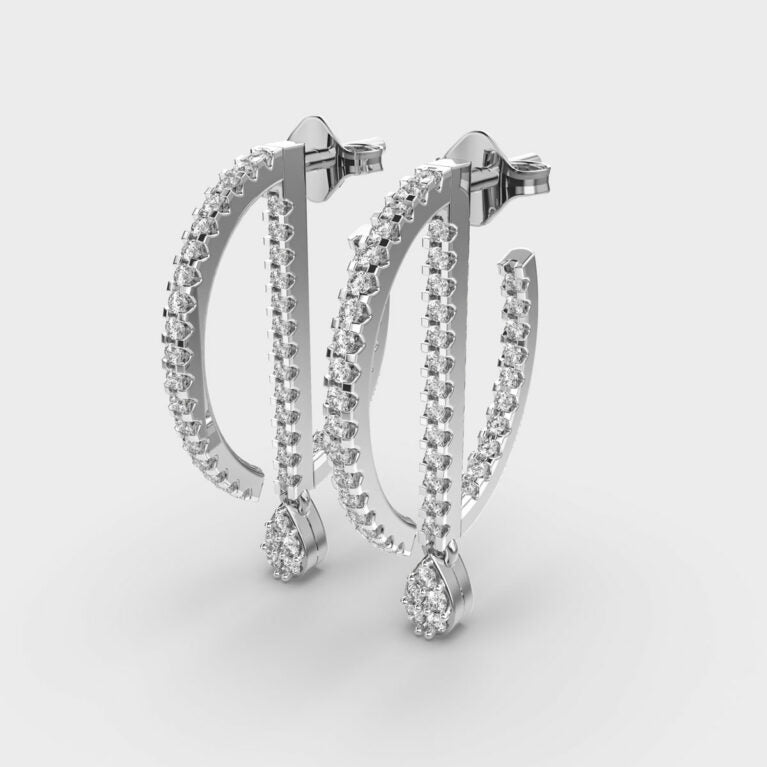 Linear Drop Diamond Earrings