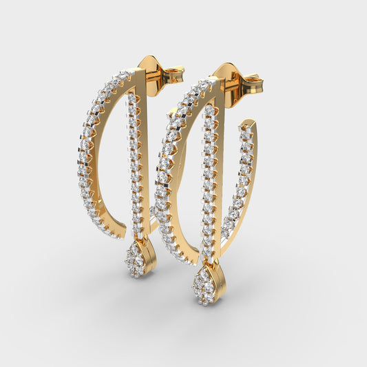 Linear Drop Diamond Earrings