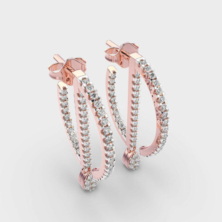 Linear Drop Diamond Earrings