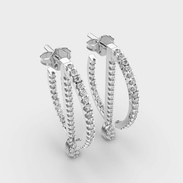 Linear Drop Diamond Earrings