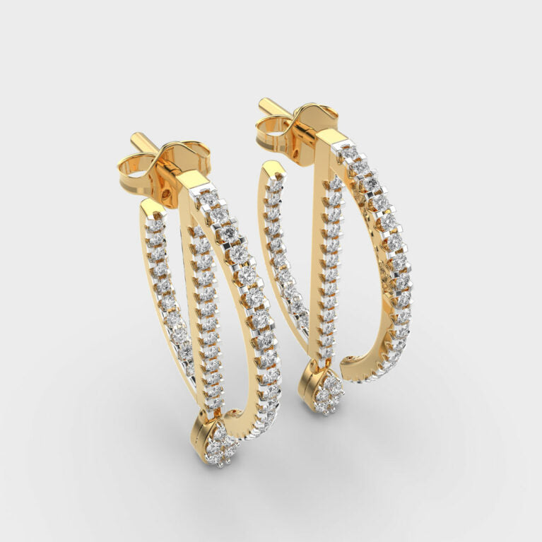 Linear Drop Diamond Earrings