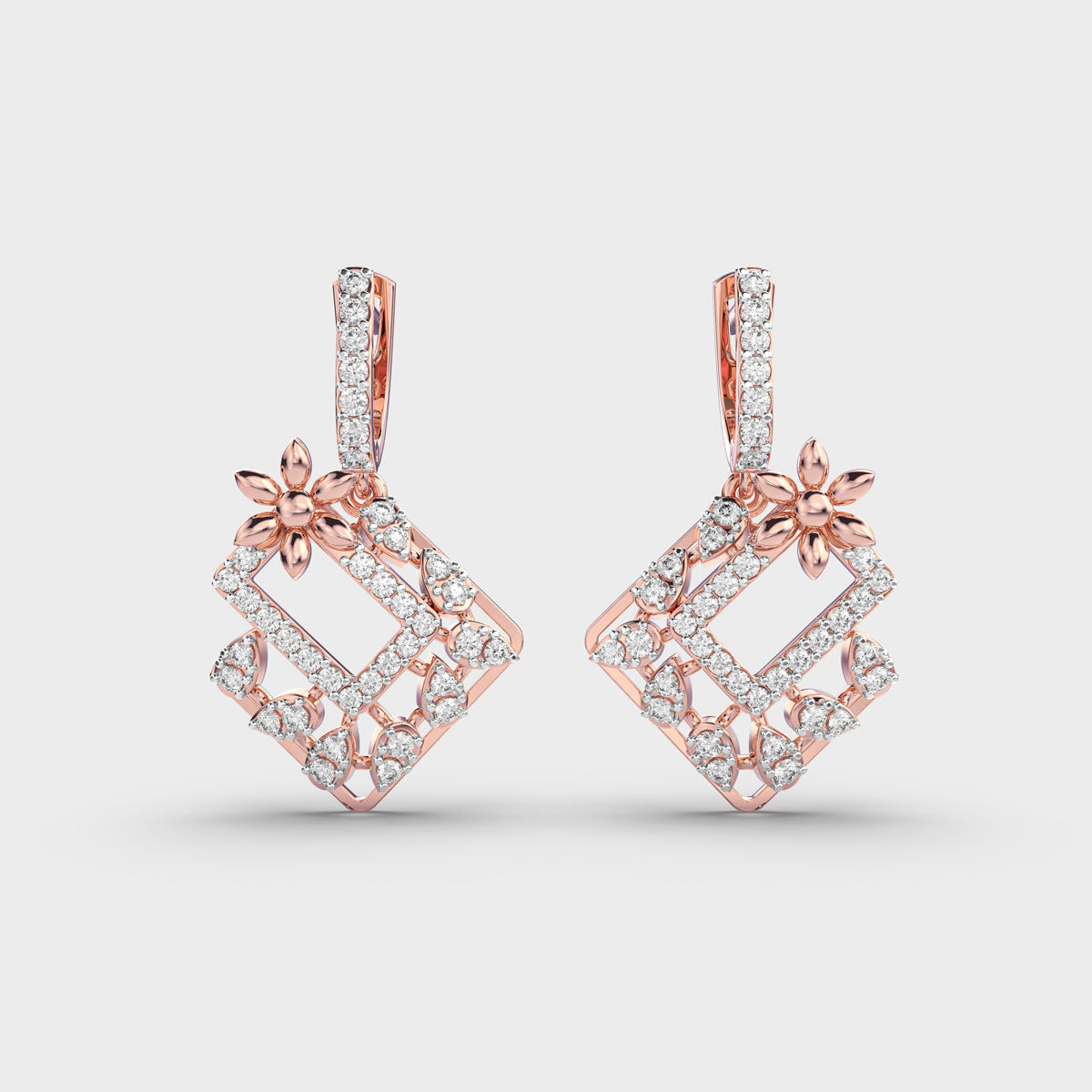 Multisquare Bloom Diamond Earrings