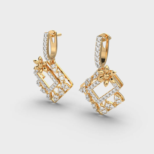 Multisquare Bloom Diamond Earrings