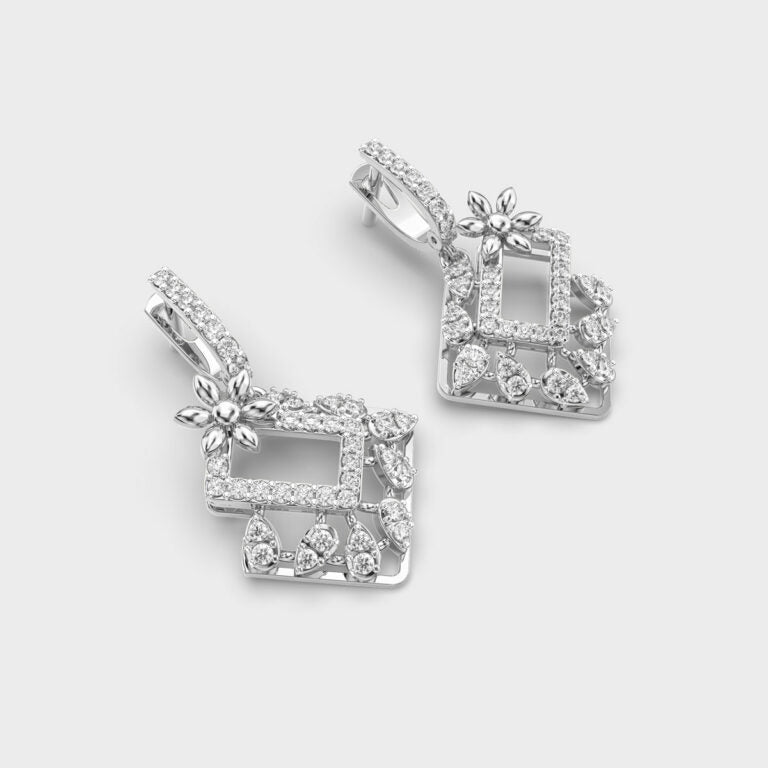 Multisquare Bloom Diamond Earrings