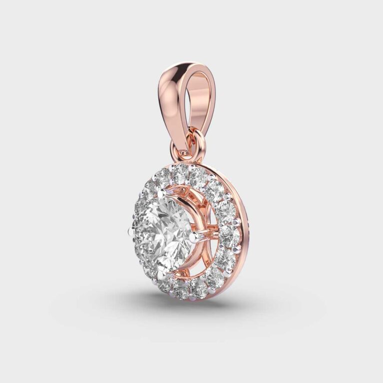 Sun With Halo Diamond Pendant (Without Chain)