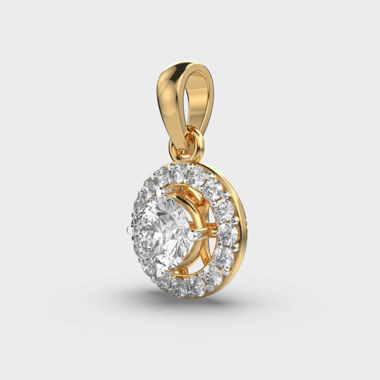 Sun With Halo Diamond Pendant (Without Chain)