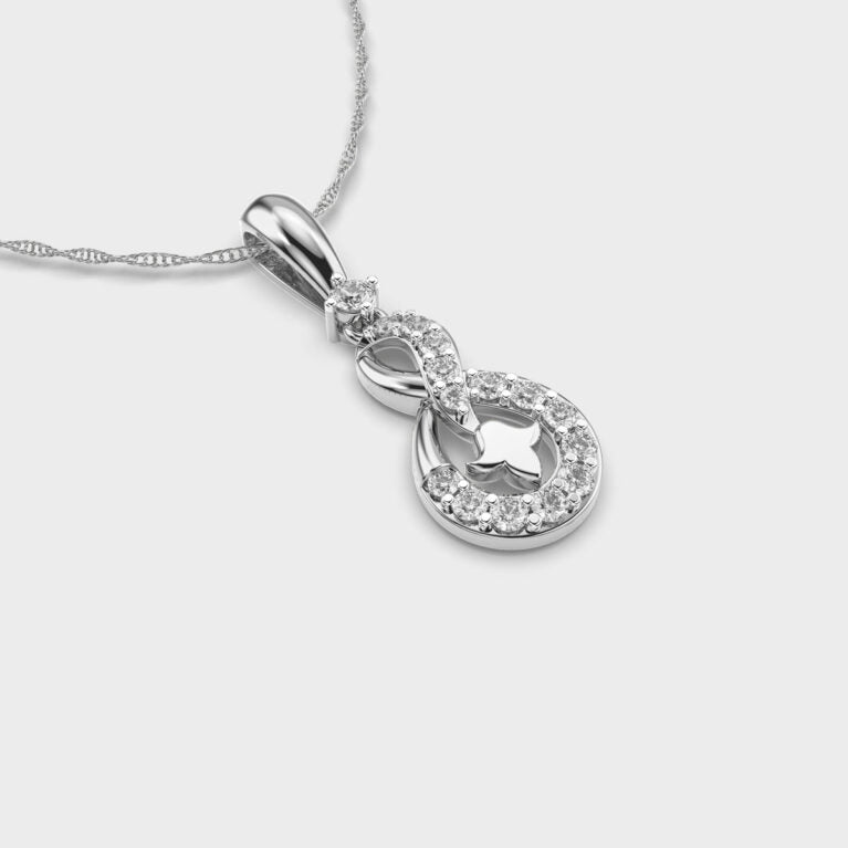 Glittering Knot Diamond Pendant (Without Chain)