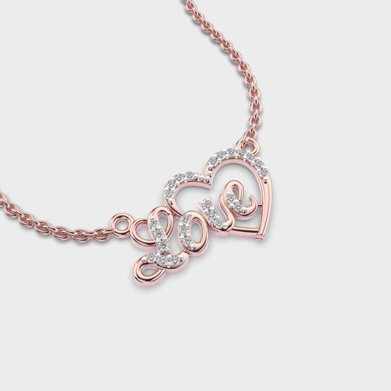 Love and Heart Diamond Pendant (With Chain)