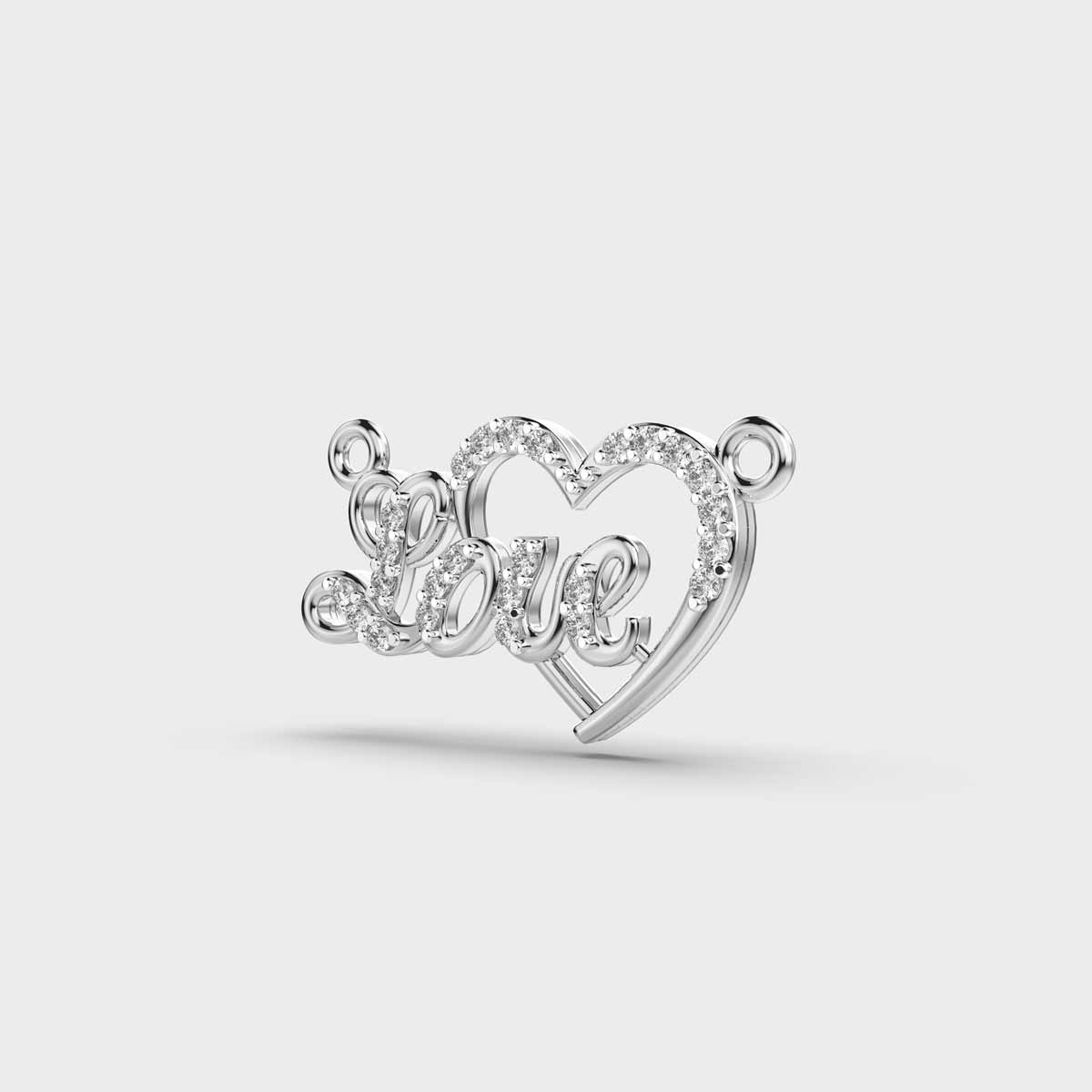 Love and Heart Diamond Pendant (With Chain)
