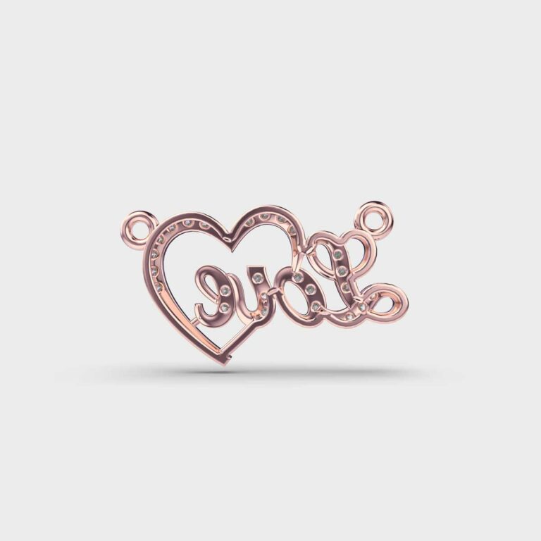 Love and Heart Diamond Pendant (With Chain)