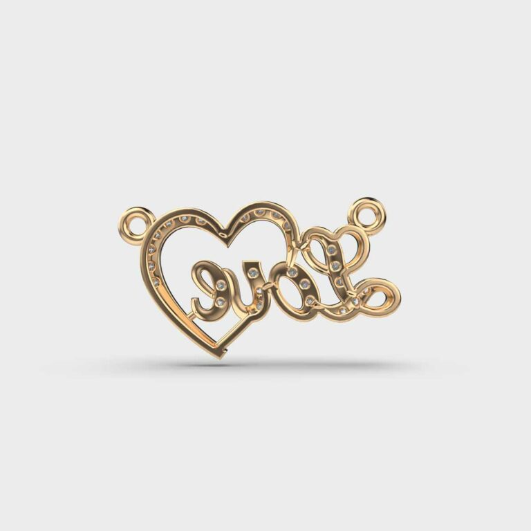 Love and Heart Diamond Pendant (With Chain)