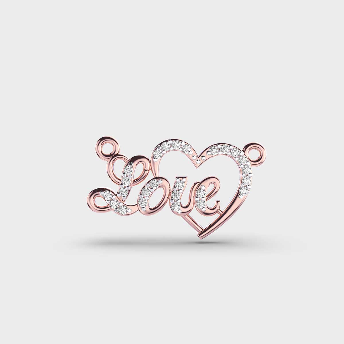 Love and Heart Diamond Pendant (With Chain)
