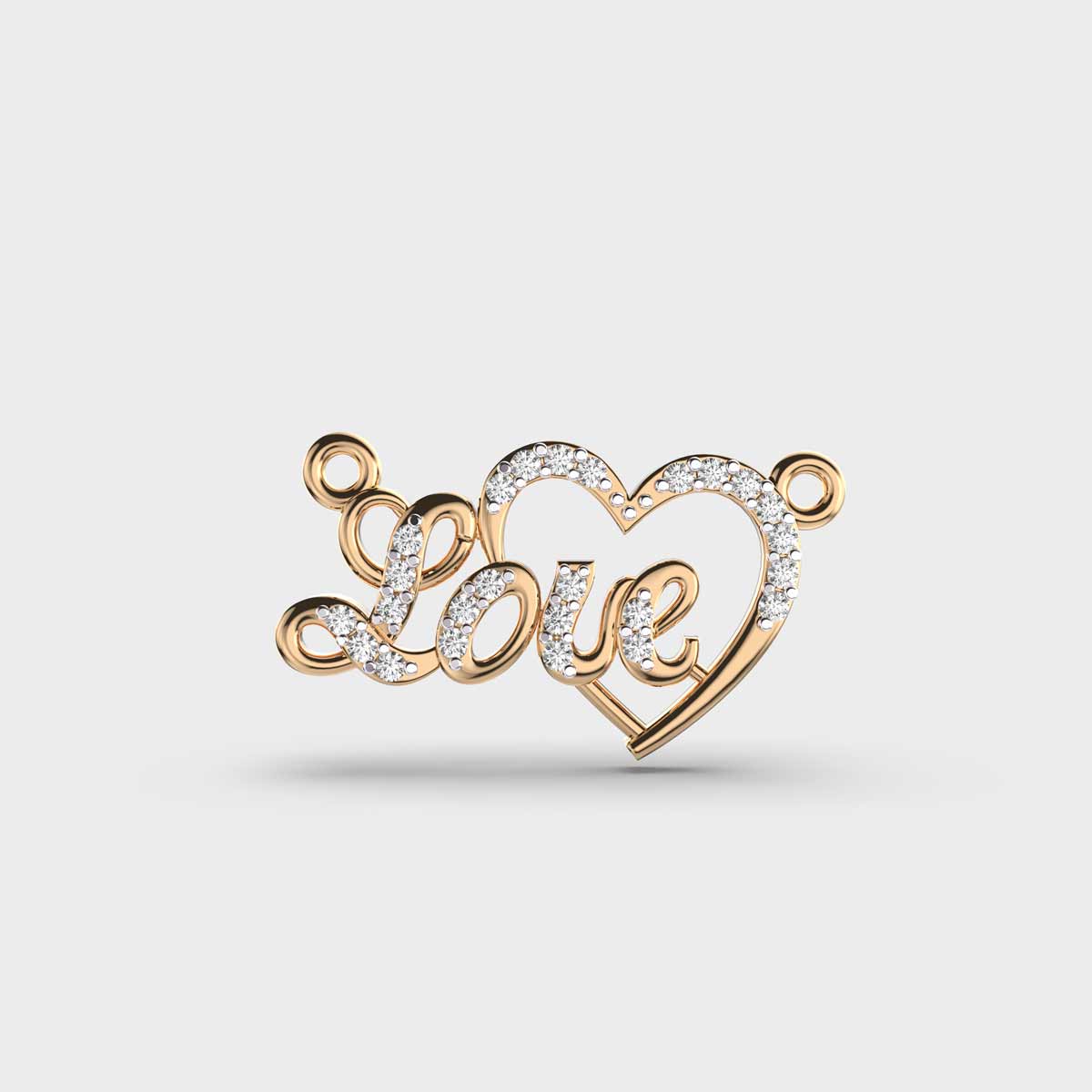 Love and Heart Diamond Pendant (With Chain)