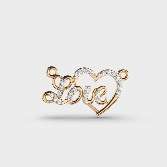Love and Heart Diamond Pendant (With Chain)