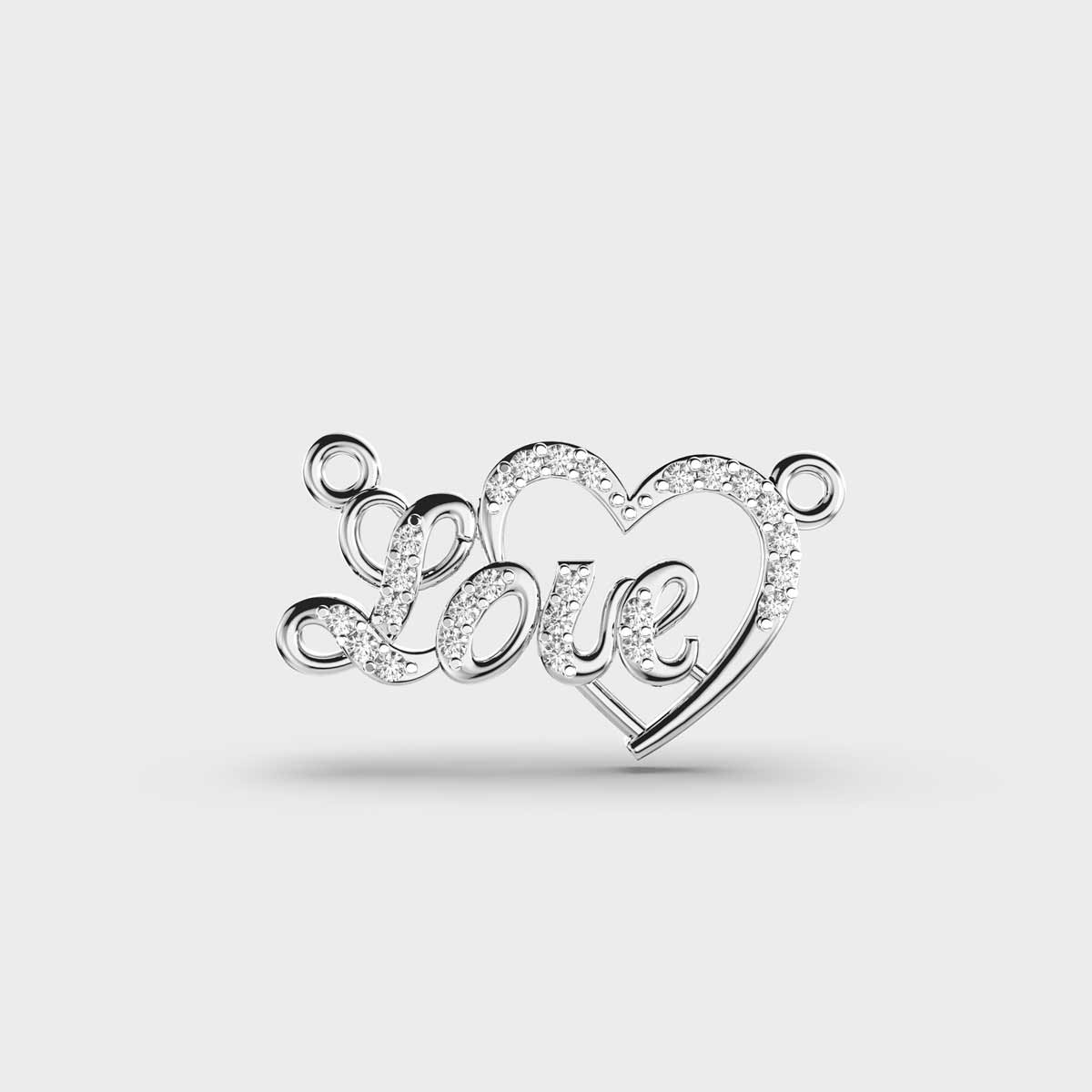 Love and Heart Diamond Pendant (With Chain)