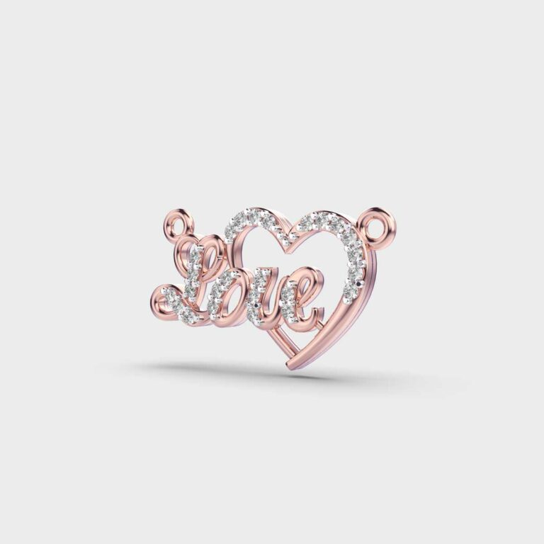 Love and Heart Diamond Pendant (With Chain)