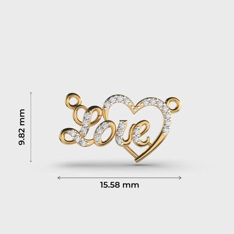 Love and Heart Diamond Pendant (With Chain)