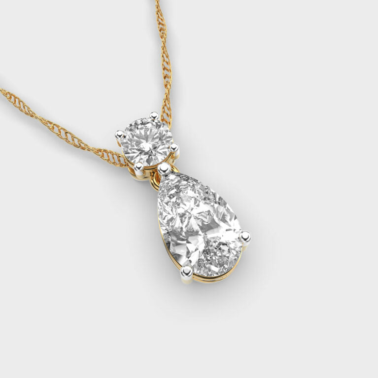 Pretty Pear Diamond Pendant (With Chain)