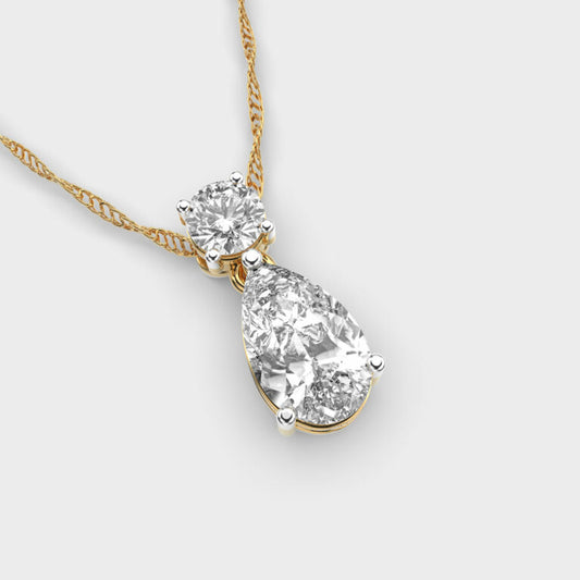 Pretty Pear Diamond Pendant (With Chain)