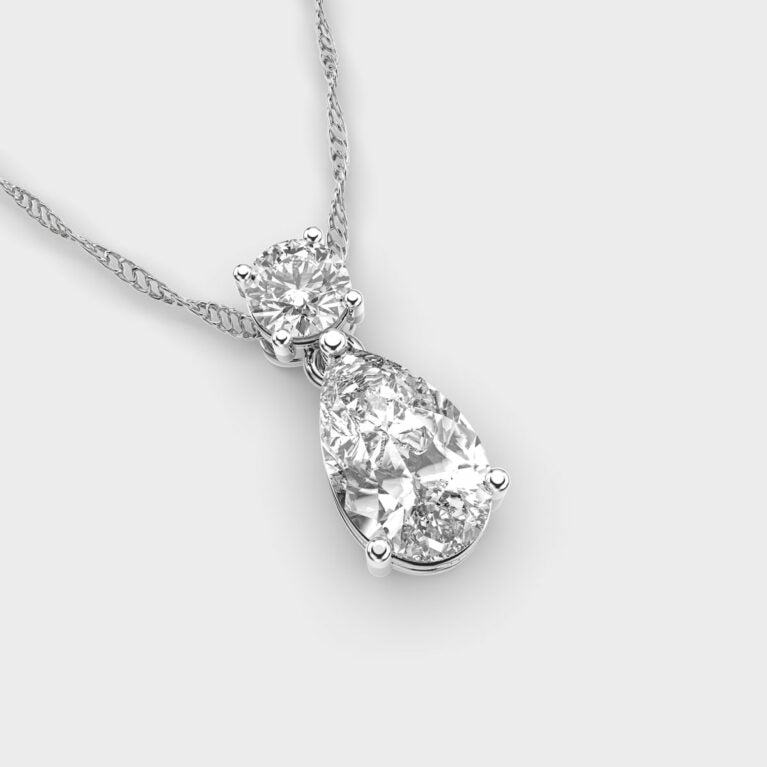Pretty Pear Diamond Pendant (With Chain)