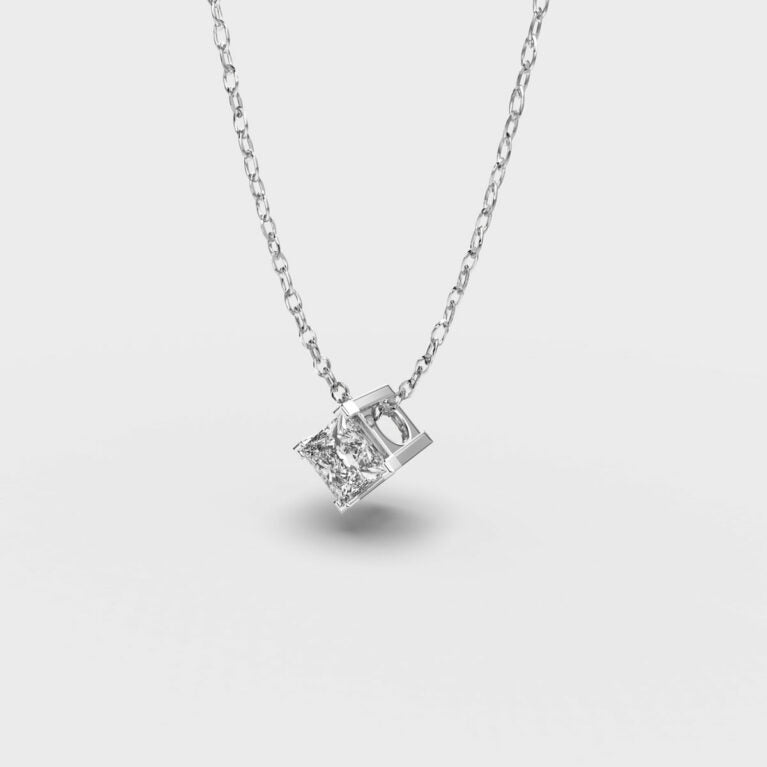 Pretty 1 Carat Princess Pendant (With Chain)
