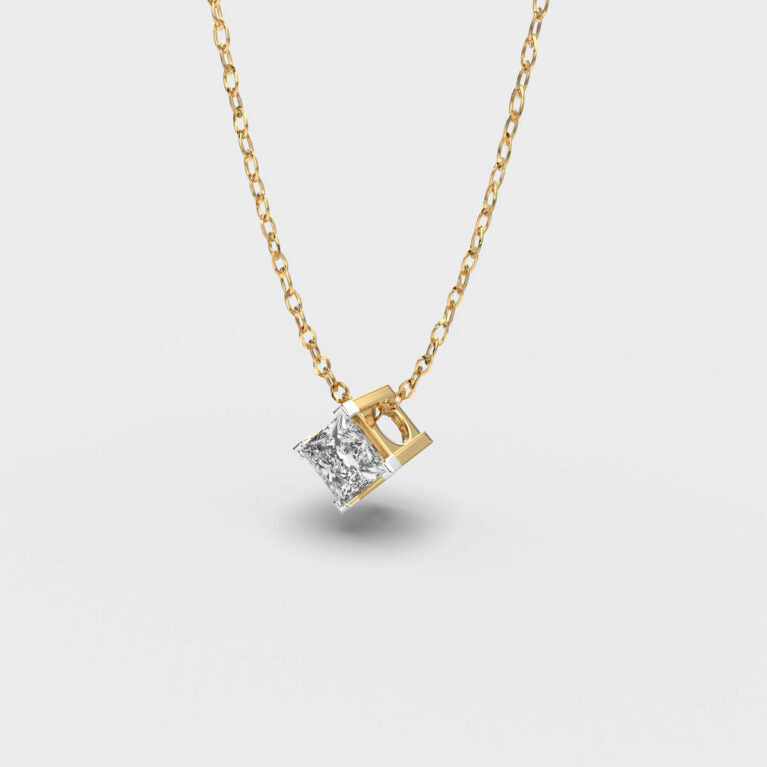 Pretty 1 Carat Princess Pendant (With Chain)